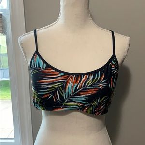 Grey tropical leaf Mossimo bikini top L